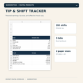 Tip and Shift Tracker Excel spreadsheet preview and included digital files